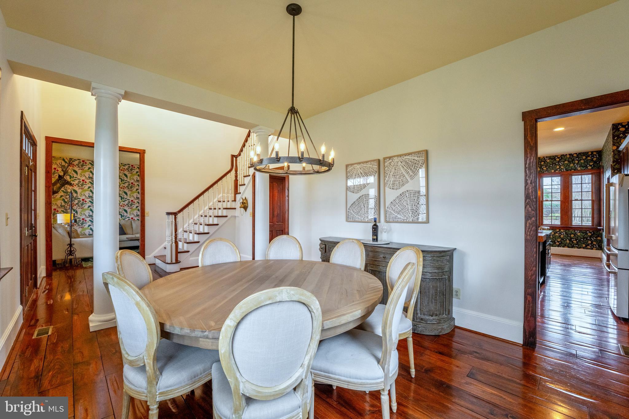 15718 Old Waterford Road Waterford, VA 20197 - Photo 11 of 81 a view of a dining room with furniture wooden floor and chandelier