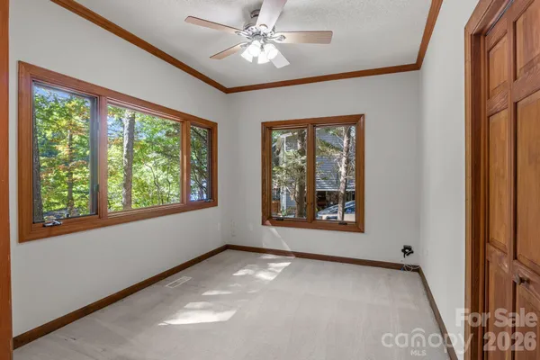 a view of outdoor space with lots of trees