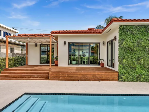 a view of swimming pool with a yard