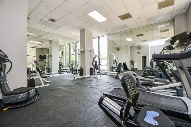 a view of a room with gym equipment