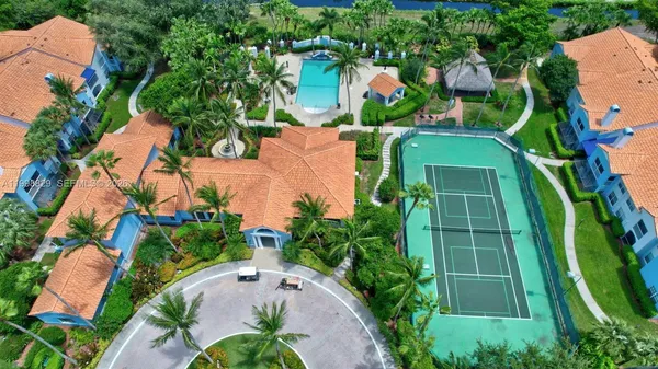 an aerial view of a house