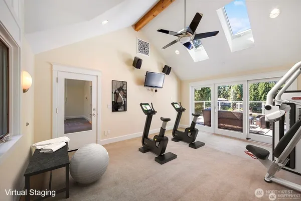 a view of a room with gym equipment