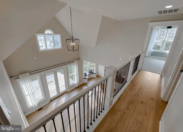 a view of a lake with mountain