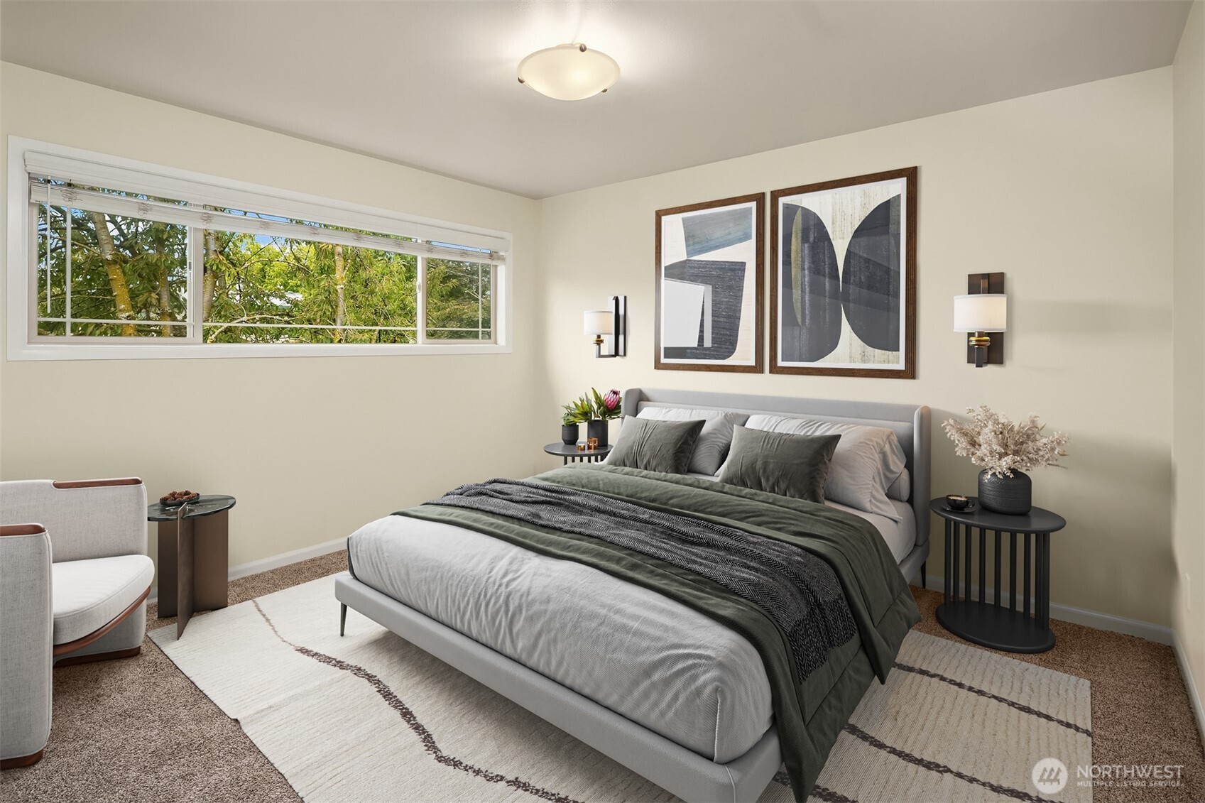 3636 Evanston Avenue North, Unit 12 Seattle, WA 98103 - Photo 13 of 17 a bedroom with a bed and a window