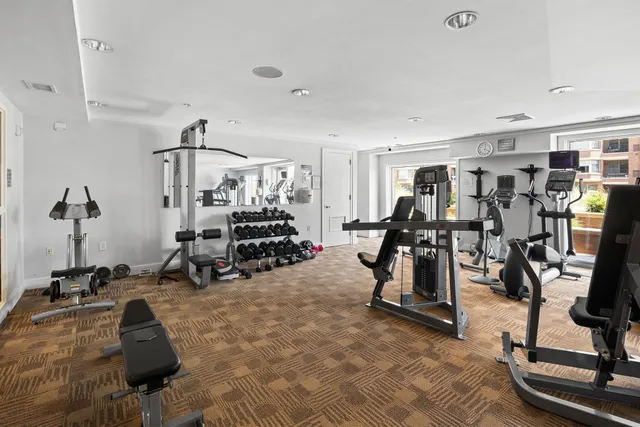 a view of a room with gym equipment