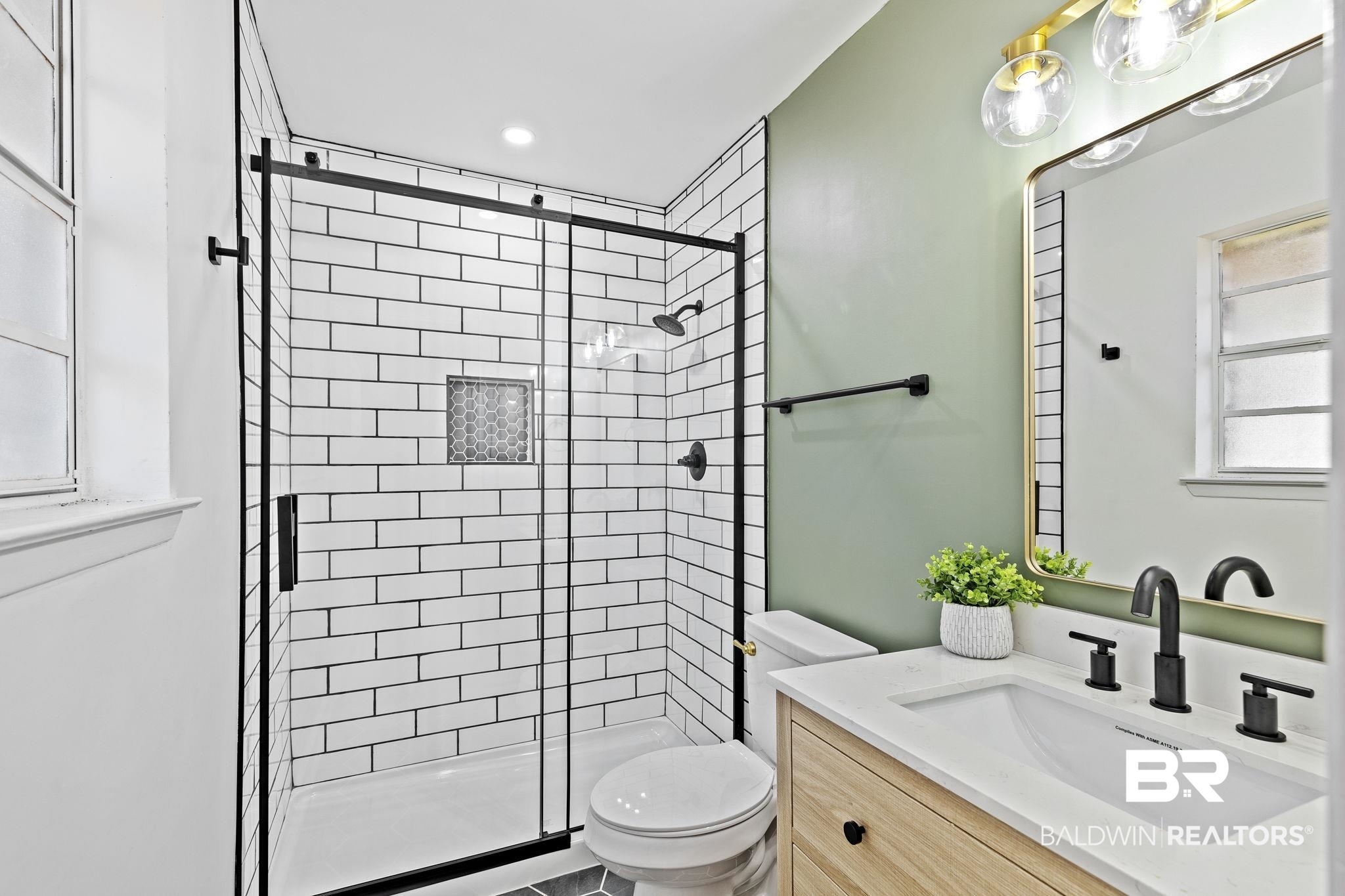 5398 Quail Run North Theodore, AL 36582 - Photo 20 of 46 Bathroom featuring vanity, toilet, and an enclosed shower