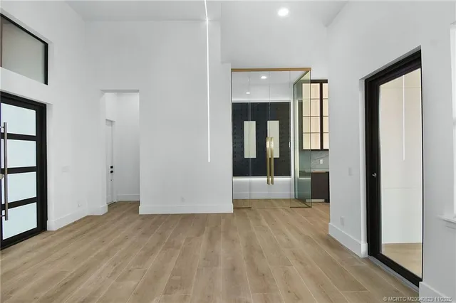 a view of gallery with windows