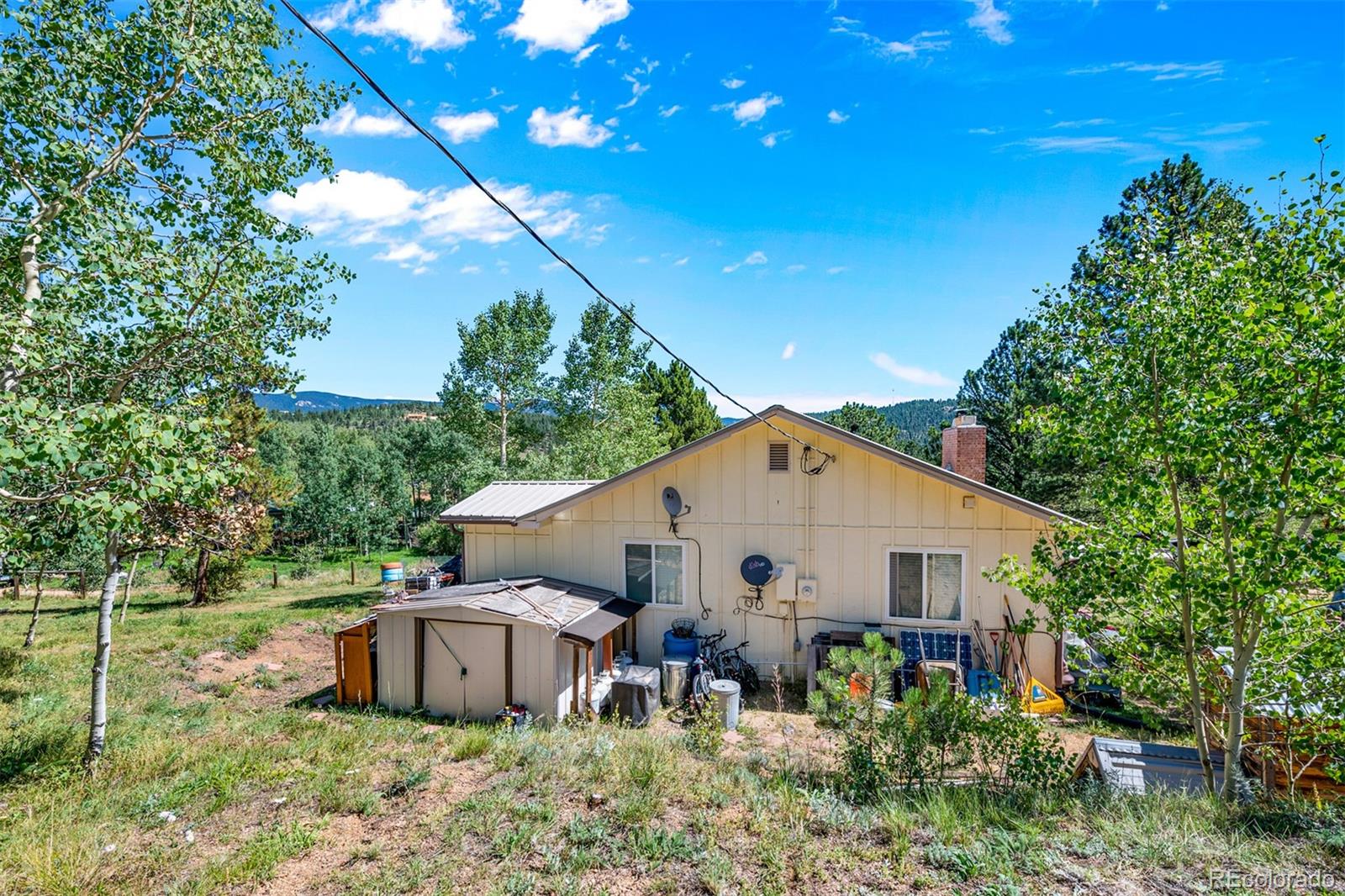 69 Saddlestring Road Bailey, CO 80421 - Photo 23 of 31 a view of a house with backyard and garden