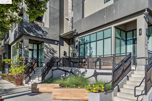 a building outdoor space with seating space