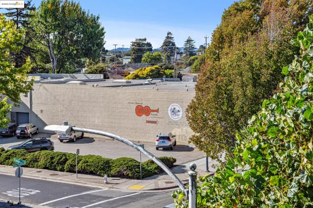 a front view of a building with street view