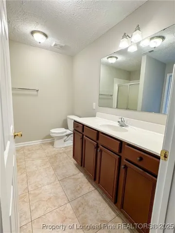 a bathroom with a sink a toilet a mirror and vanity