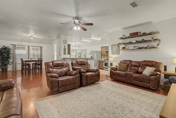 a living room with furniture