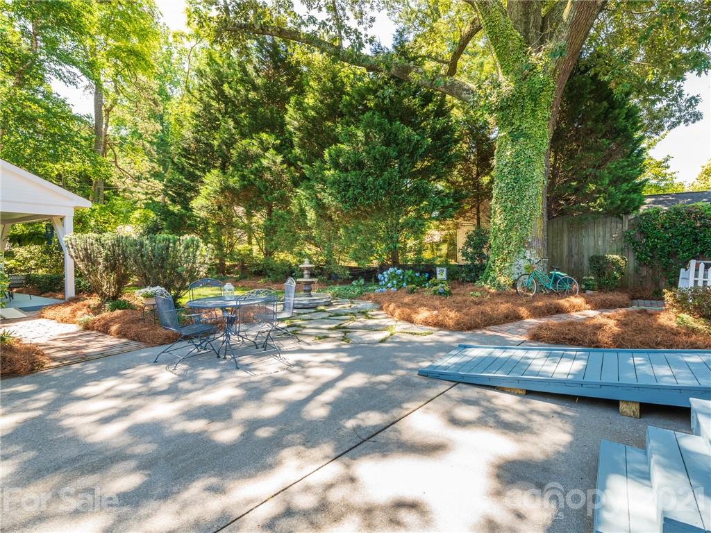 2012 Club Road Charlotte, NC 28205 - Photo 40 of 41 a view of backyard with large trees and plants