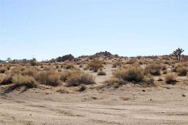 a view of a beach with a mountain in the background