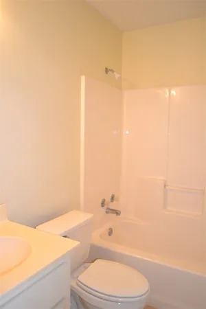 a bathroom with a toilet and a bathtub