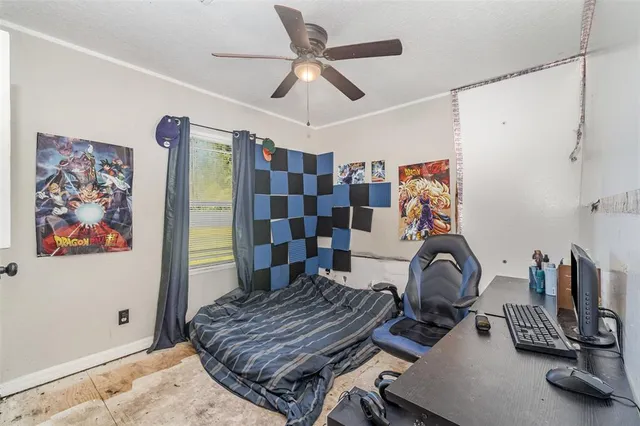 a workspace with furniture and window