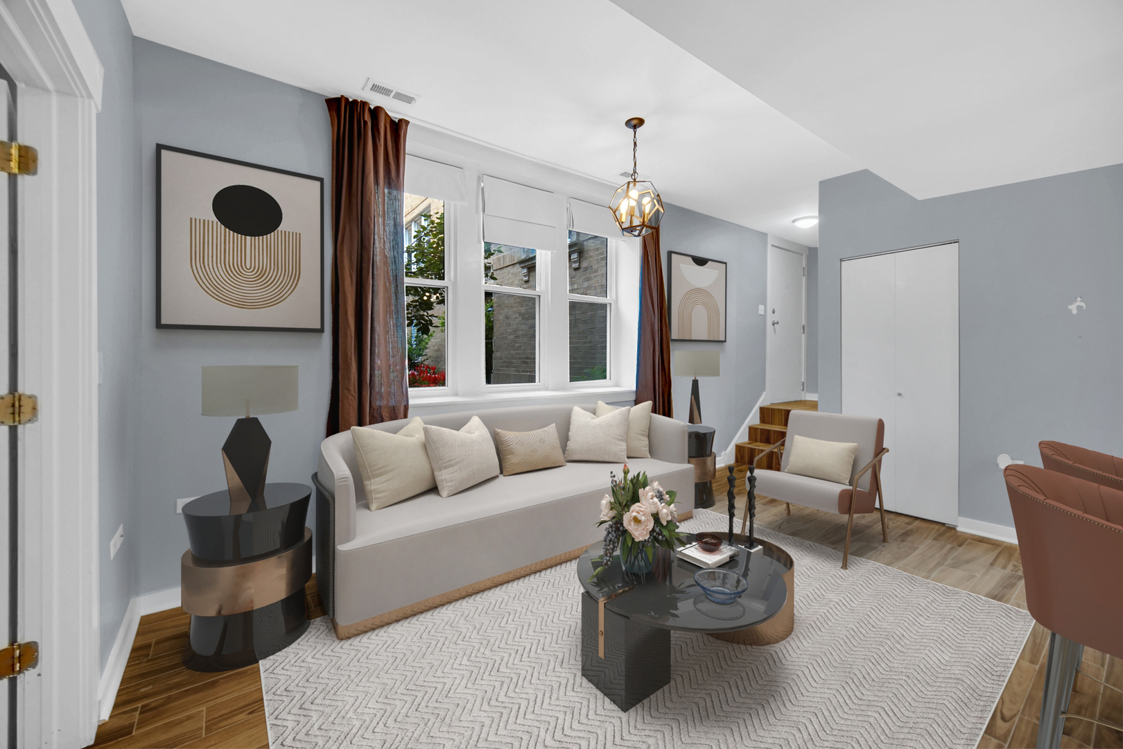 4343 North Sacramento Avenue, Unit AG Chicago, IL 60618 - Photo 4 of 27 a living room with furniture and a large window