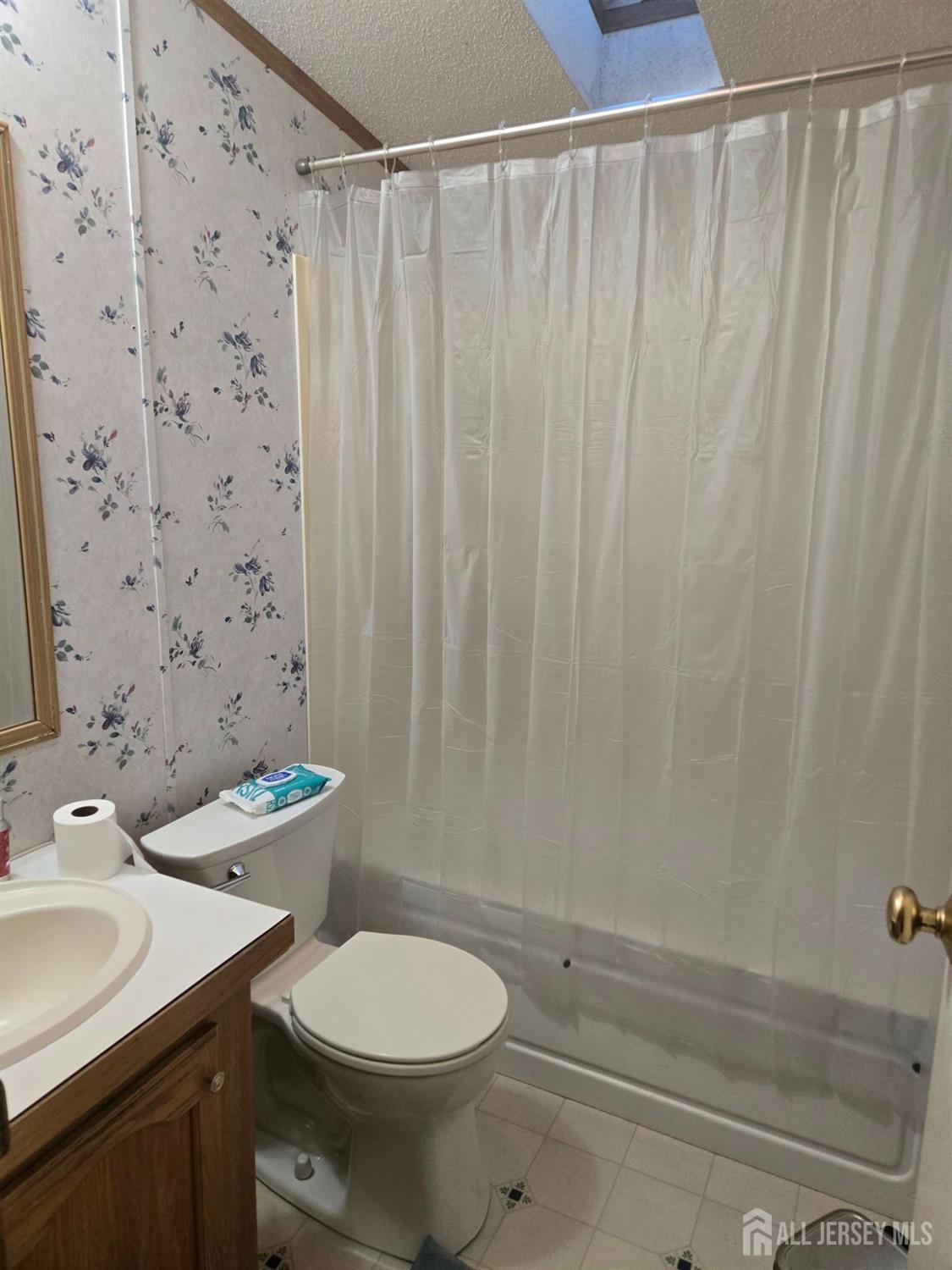 8 3rd Street Avenel, NJ 07001 - Photo 5 of 10 a bathroom with a sink a toilet and shower curtain