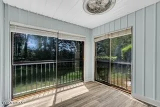 a view of a lake from a window