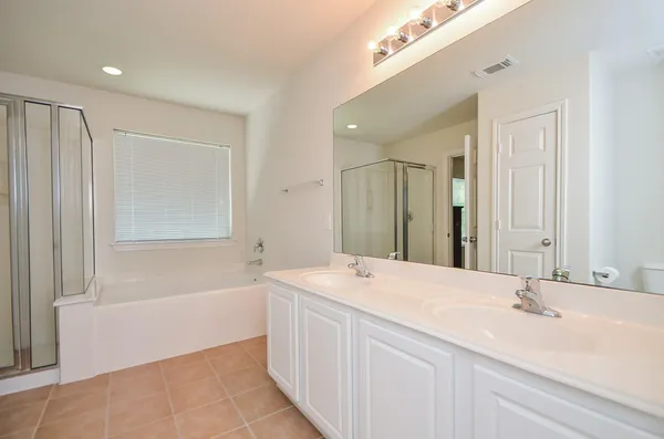 a bathroom with a bathtub sink and mirror