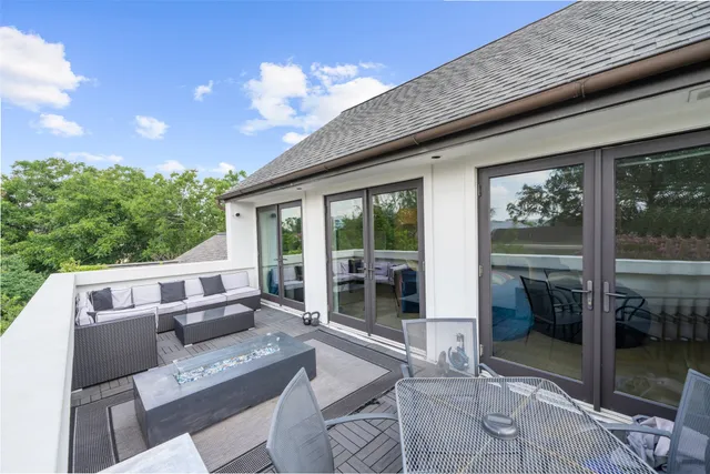 a view of an outdoor space with seating area