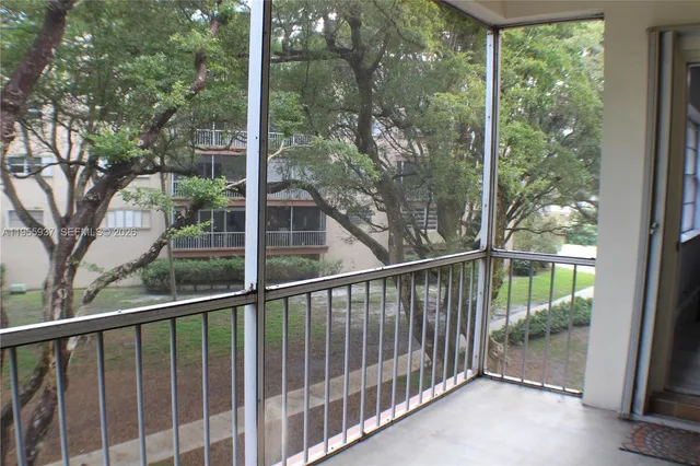 a view of a balcony with lake view