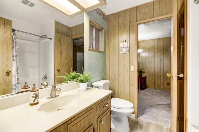 a bathroom with a bathtub