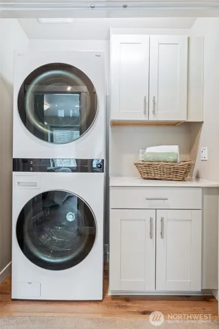 a utility room with a washer and dryer