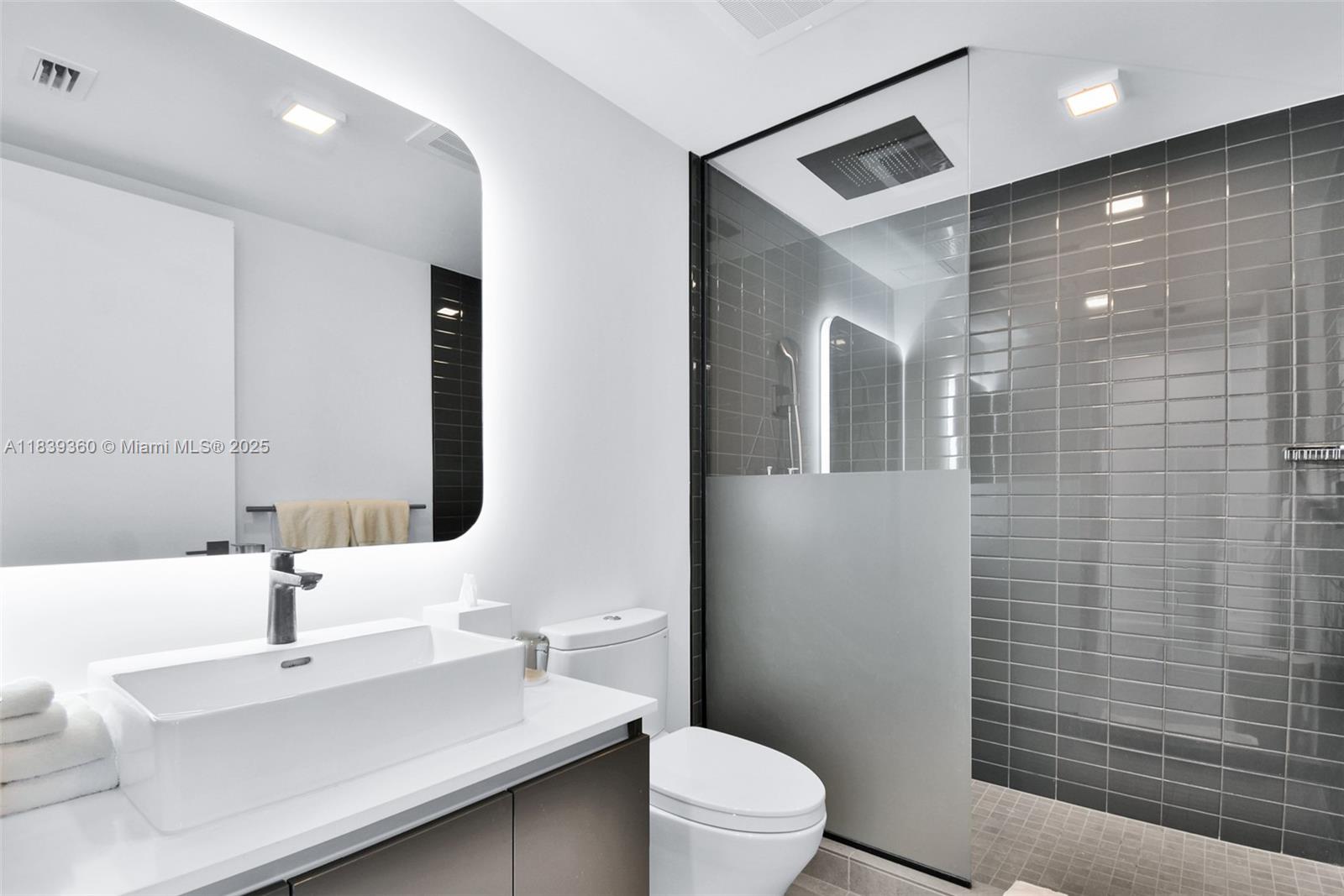 227 Northeast 2nd Street, Unit 2000 Miami, FL 33132 - Photo 20 of 44 a bathroom with a sink a toilet and shower