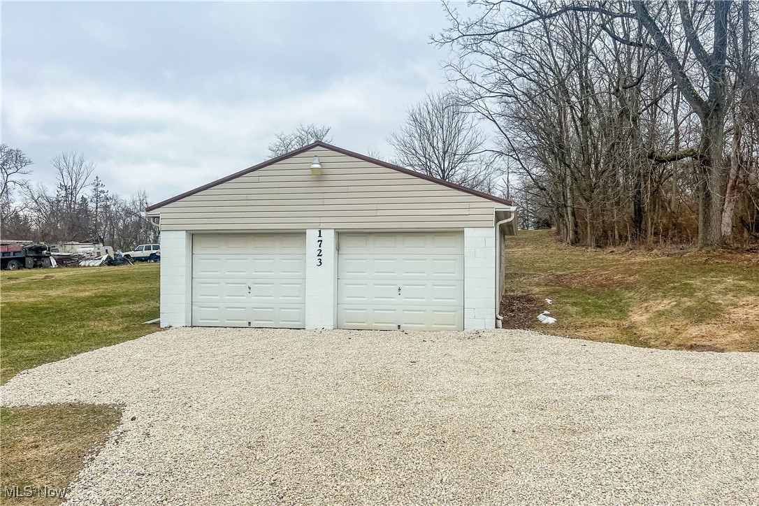 View of detached garage