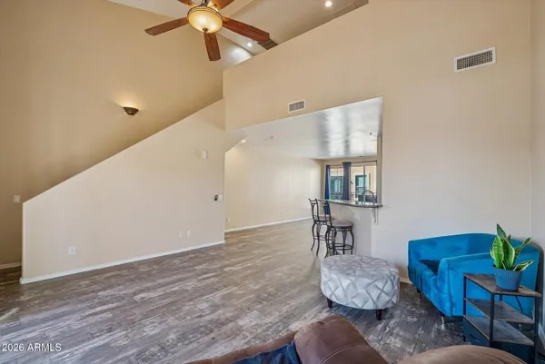 a living room with furniture