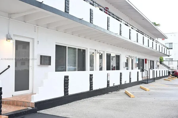 a view of a building with a outdoor space