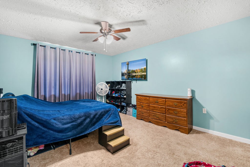 250 McDeerman Road Jacksboro, TN 37757 - Photo 13 of 25 a bedroom with a bed and a chandelier