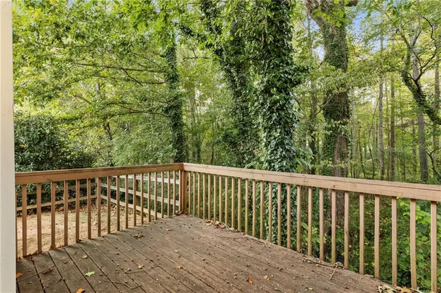 a view of wooden balcony