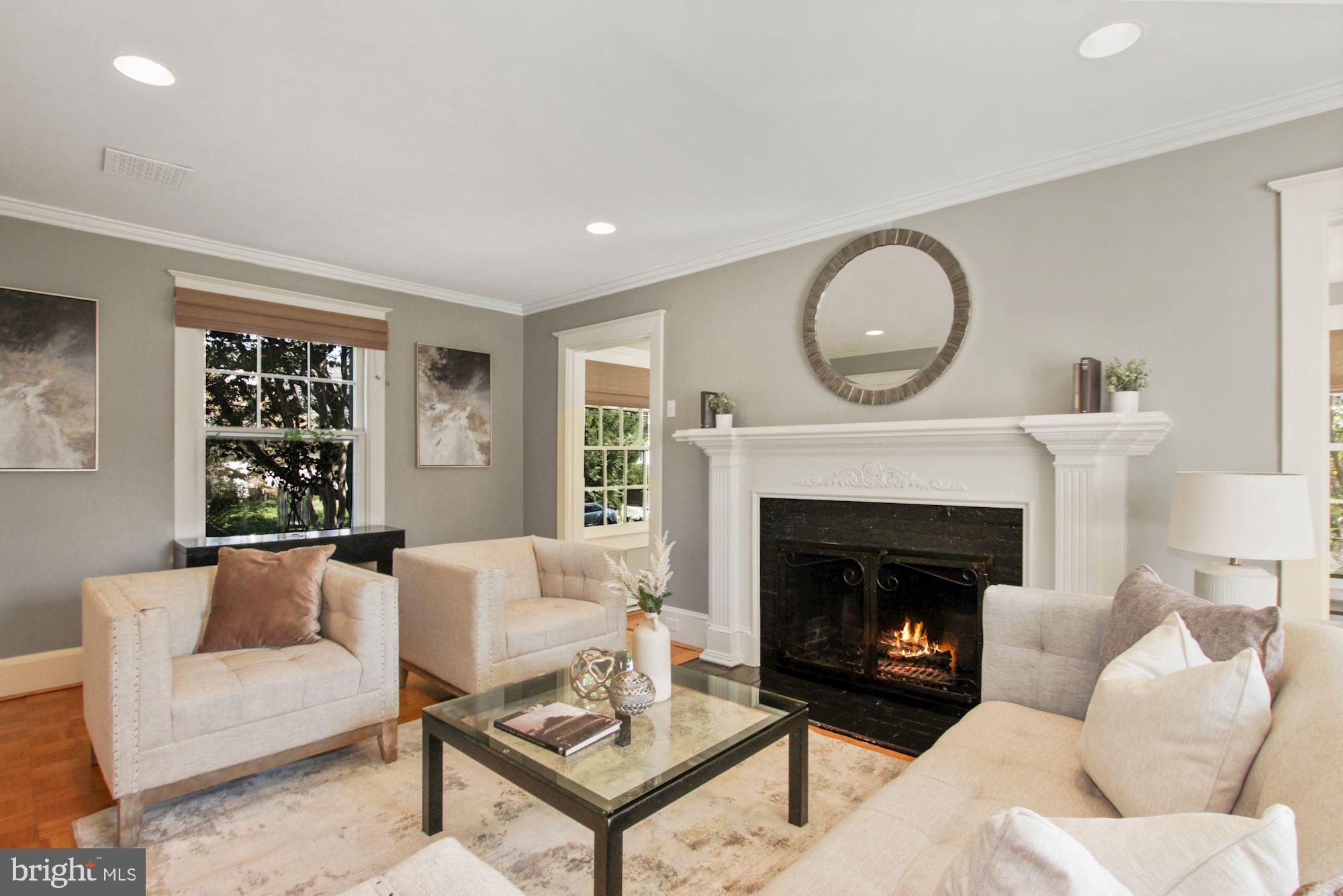 3906 Aspen Street Chevy Chase, MD 20815 - Photo 12 of 43 Expansive living room with wood burning fireplace
