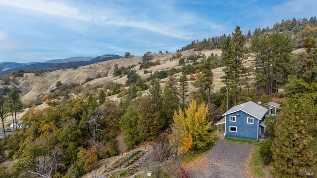 an aerial view of a house