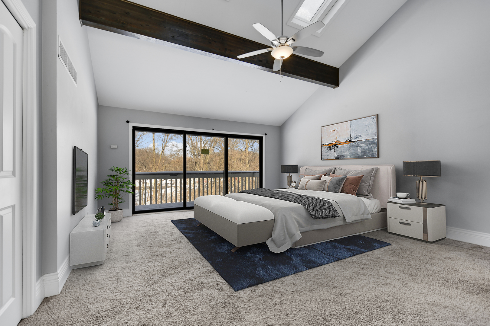 249 Milburn Avenue Crete, IL 60417 - Photo 26 of 46 a spacious bedroom with a bed couch and a ceiling fan