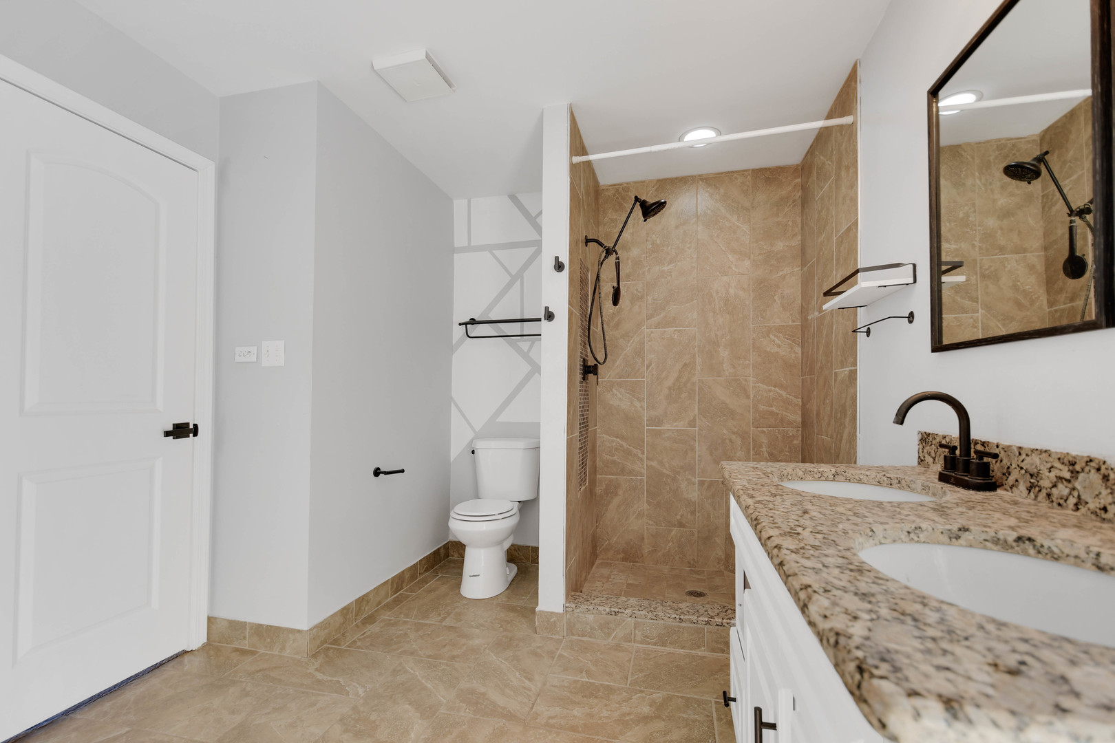 249 Milburn Avenue Crete, IL 60417 - Photo 32 of 46 a bathroom with a granite countertop sink a toilet and a shower