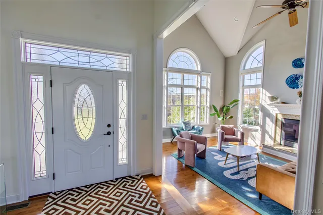 a living room with furniture