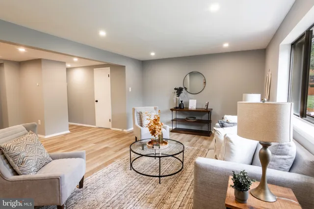 a living room with furniture