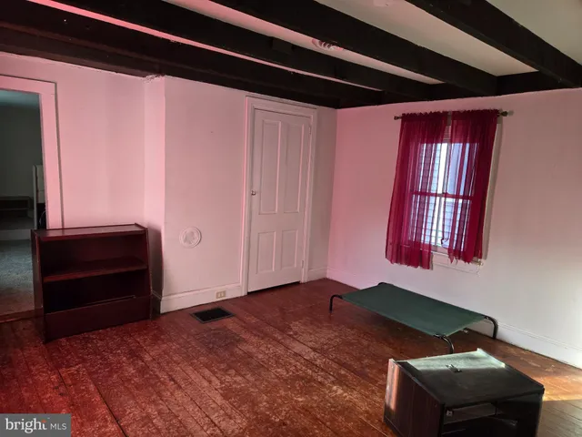 a room with table and window