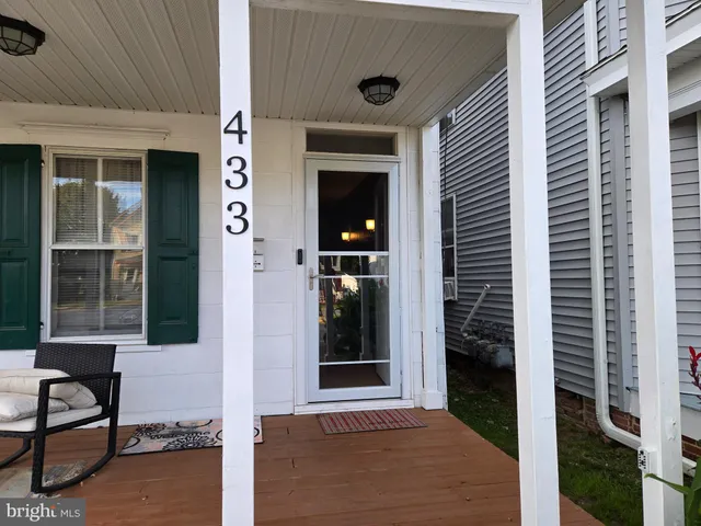 a view of a door of a house with a small porch