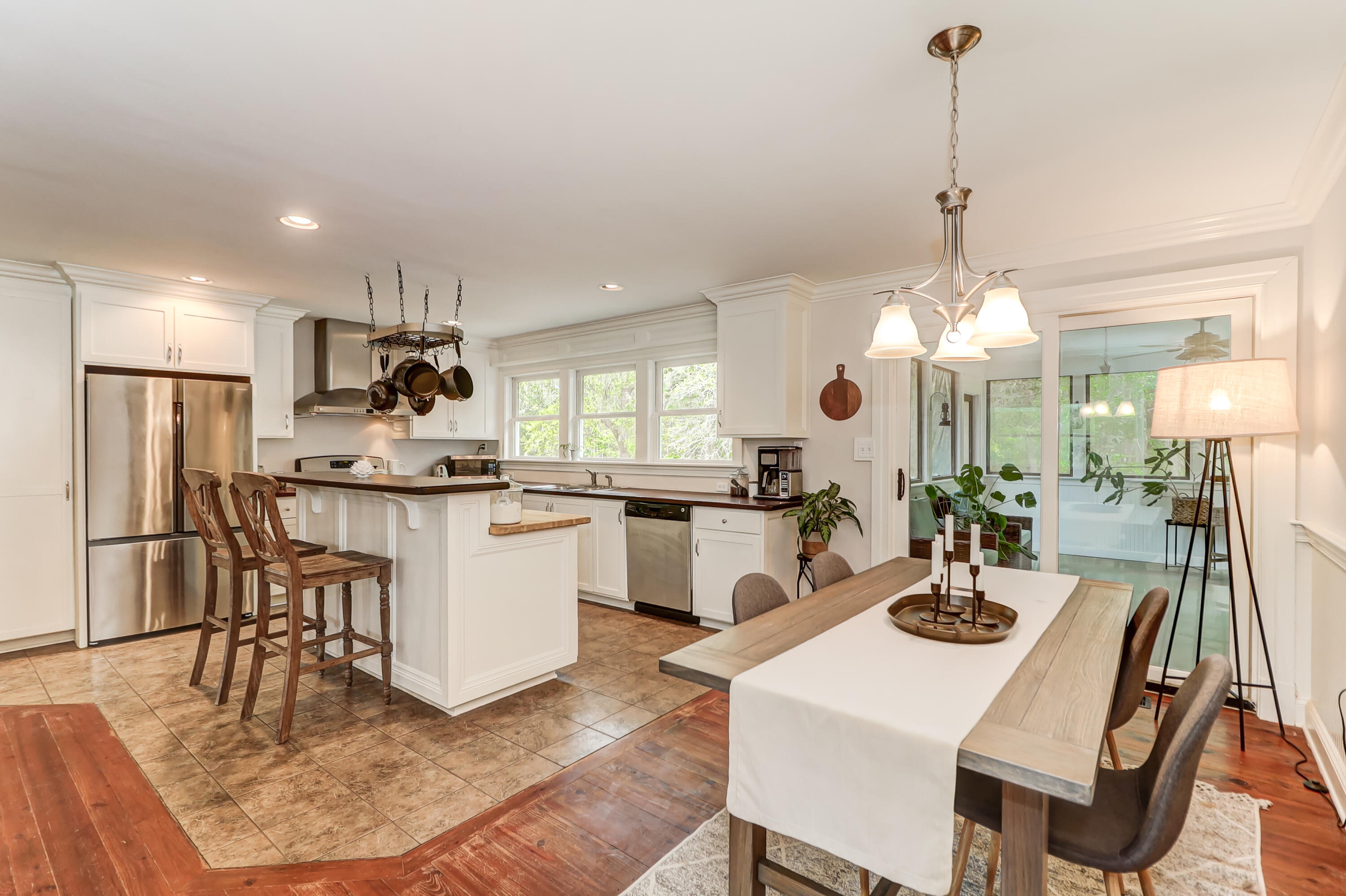 6717 Bears Bluff Road Wadmalaw Island, SC 29487 - Photo 14 of 48 Dining room and Kitchen