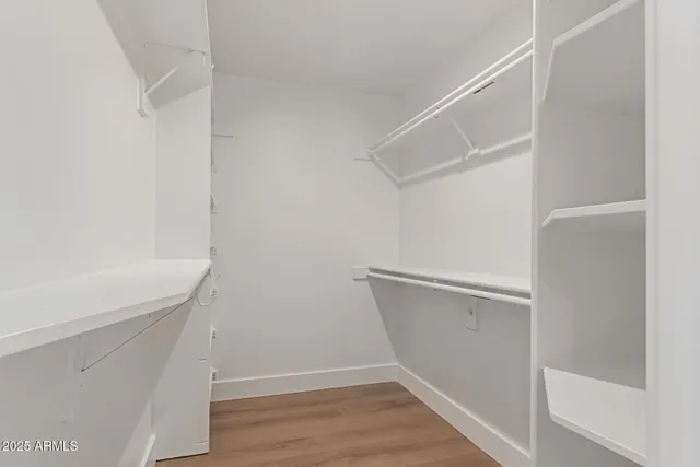 a view of an empty walk in closet