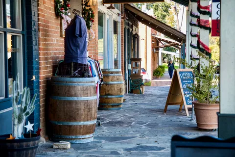 a view of potted plants next to a building