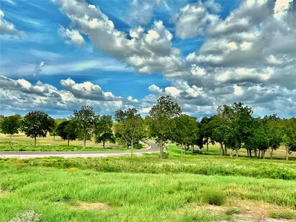 a view of a golf course with a lake view
