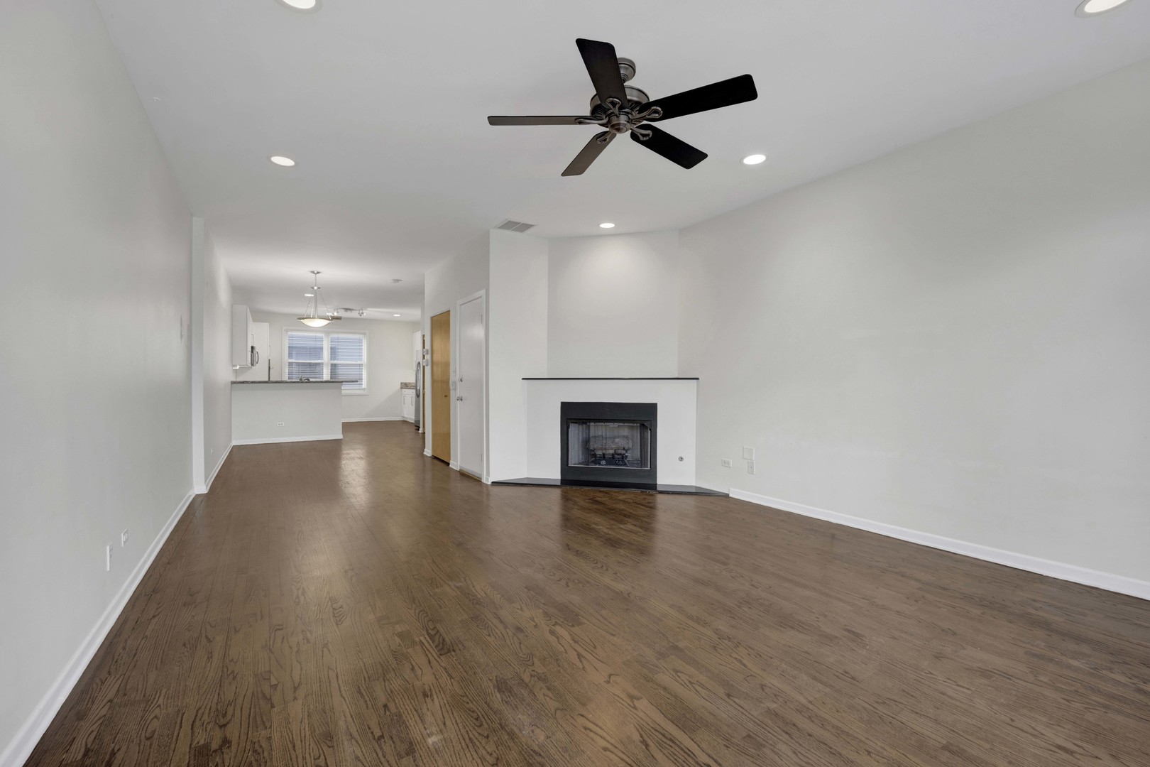 1812 South State Street, Unit 3 Chicago, IL 60616 - Photo 11 of 29 a view of a livingroom with a ceiling fan a fireplace and wooden floor