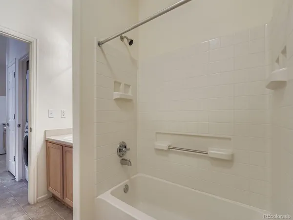 a bathroom with a bathtub