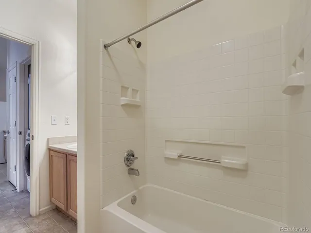 a bathroom with a bathtub