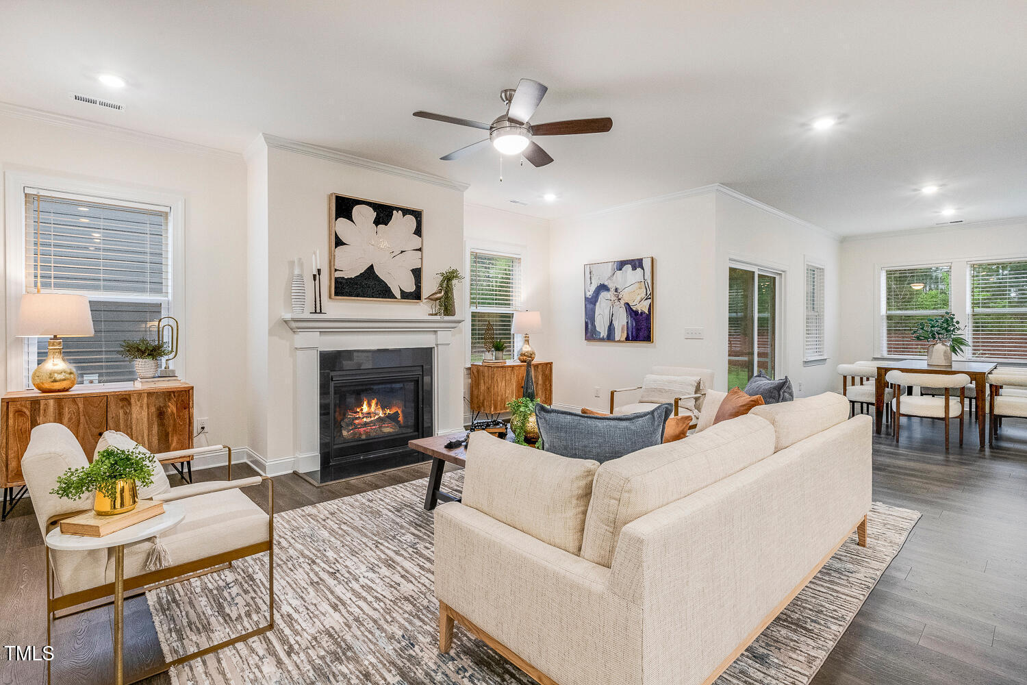 1116 Ciandra Barn Way Apex, NC 27523 - Photo 16 of 59 a living room with furniture and a fireplace